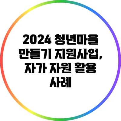 2024 청년마을 만들기 지원사업, 자가 자원 활용 사례