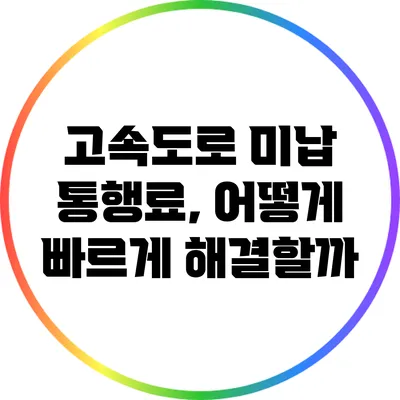고속도로 미납 통행료, 어떻게 빠르게 해결할까?