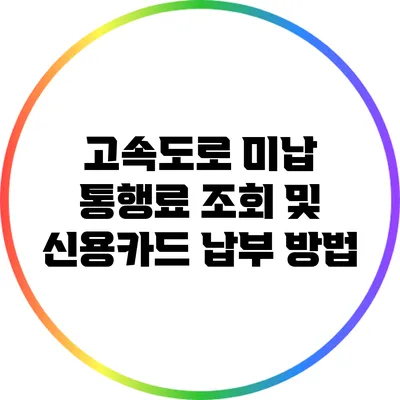 고속도로 미납 통행료 조회 및 신용카드 납부 방법