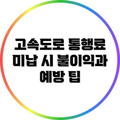 고속도로 통행료 미납 시 불이익과 예방 팁