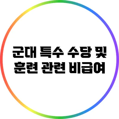 군대 특수 수당 및 훈련 관련 비급여