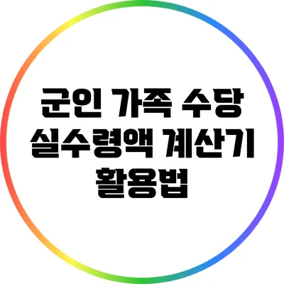 군인 가족 수당 실수령액 계산기 활용법