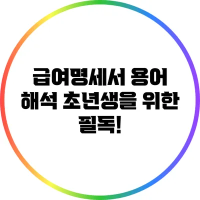 급여명세서 용어 해석: 초년생을 위한 필독!