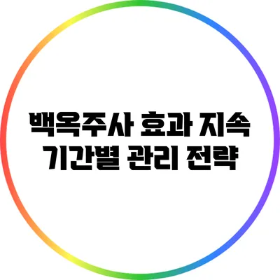 백옥주사 효과 지속 기간별 관리 전략