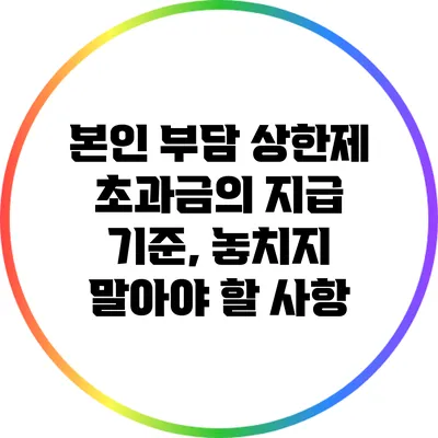 본인 부담 상한제 초과금의 지급 기준, 놓치지 말아야 할 사항