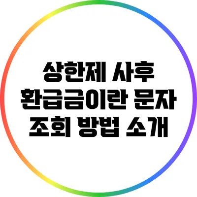 상한제 사후 환급금이란? 문자 조회 방법 소개