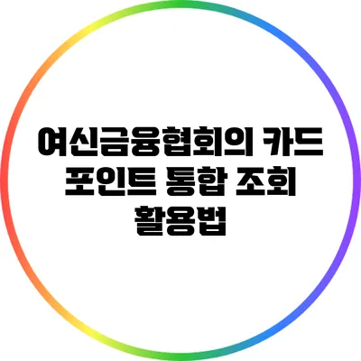 여신금융협회의 카드 포인트 통합 조회 활용법
