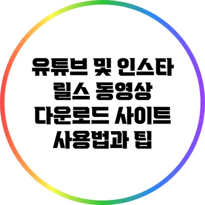 유튜브 및 인스타 릴스 동영상 다운로드 사이트 사용법과 팁