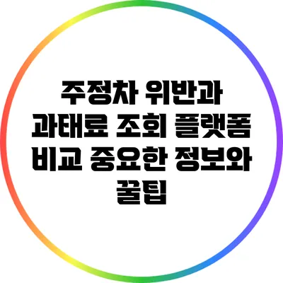 주정차 위반과 과태료 조회 플랫폼 비교: 중요한 정보와 꿀팁