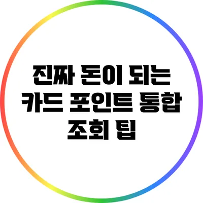 진짜 돈이 되는 카드 포인트 통합 조회 팁