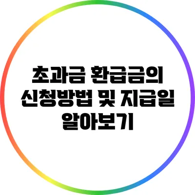 초과금 환급금의 신청방법 및 지급일 알아보기
