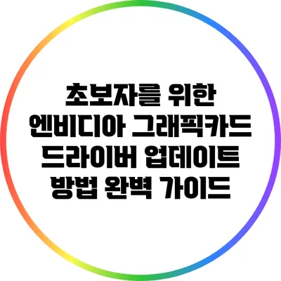 초보자를 위한 엔비디아 그래픽카드 드라이버 업데이트 방법 완벽 가이드