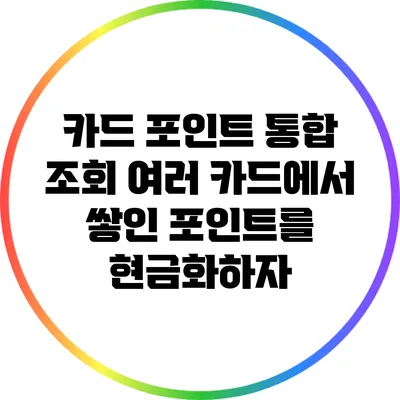 카드 포인트 통합 조회: 여러 카드에서 쌓인 포인트를 현금화하자