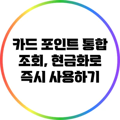 카드 포인트 통합 조회, 현금화로 즉시 사용하기