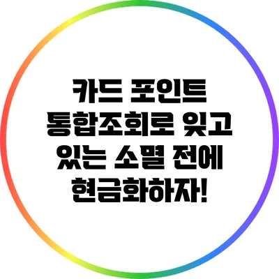 카드 포인트 통합조회로 잊고 있는 소멸 전에 현금화하자!