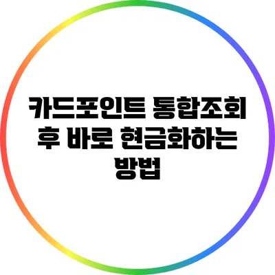 카드포인트 통합조회 후 바로 현금화하는 방법