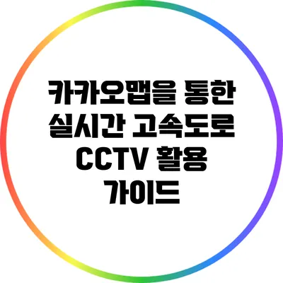 카카오맵을 통한 실시간 고속도로 CCTV 활용 가이드