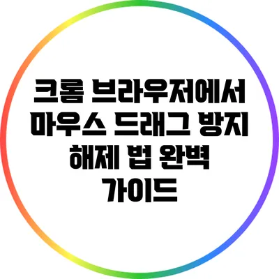 크롬 브라우저에서 마우스 드래그 방지 해제 법 완벽 가이드