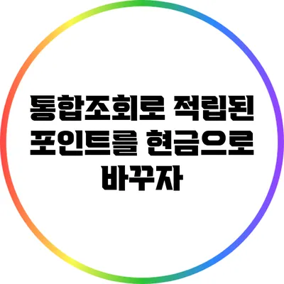 통합조회로 적립된 포인트를 현금으로 바꾸자