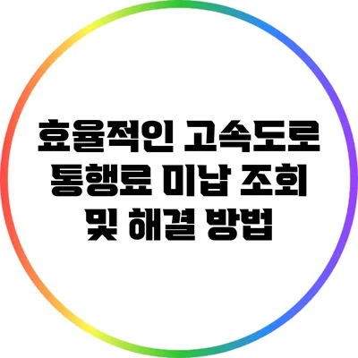효율적인 고속도로 통행료 미납 조회 및 해결 방법