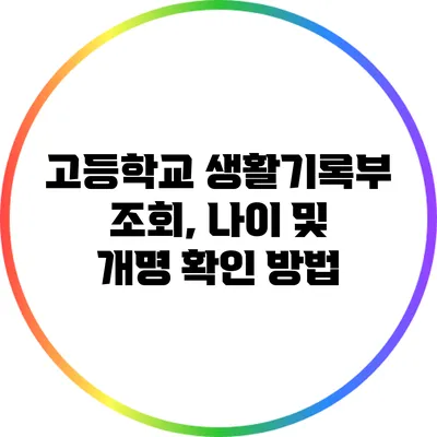 고등학교 생활기록부 조회, 나이 및 개명 확인 방법