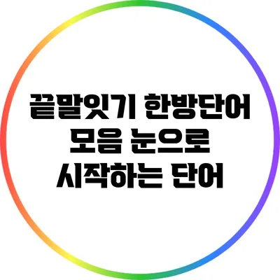 끝말잇기 한방단어 모음: 눈으로 시작하는 단어