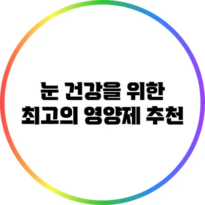 눈 건강을 위한 최고의 영양제 추천