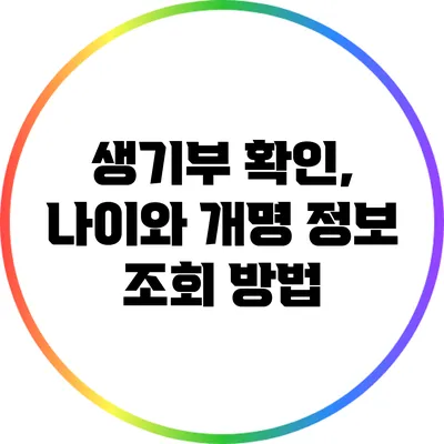 생기부 확인, 나이와 개명 정보 조회 방법