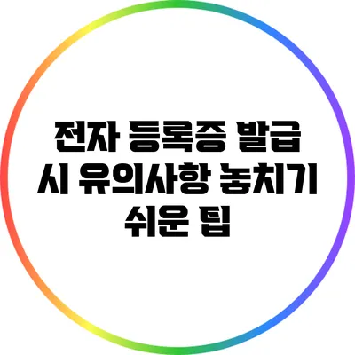 전자 등록증 발급 시 유의사항: 놓치기 쉬운 팁