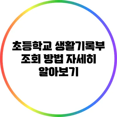 초등학교 생활기록부 조회 방법 자세히 알아보기