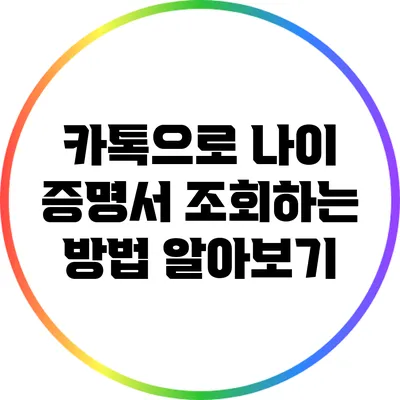 카톡으로 나이 증명서 조회하는 방법 알아보기