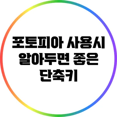 포토피아 사용시 알아두면 좋은 단축키