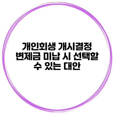 개인회생 개시결정 변제금 미납 시 선택할 수 있는 대안