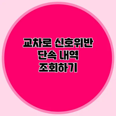 교차로 신호위반 단속 내역 조회하기