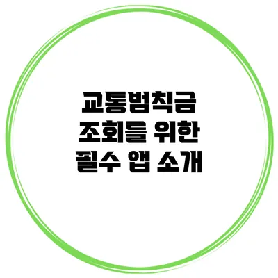 교통범칙금 조회를 위한 필수 앱 소개