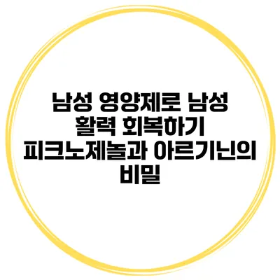 남성 영양제로 남성 활력 회복하기 피크노제놀과 아르기닌의 비밀