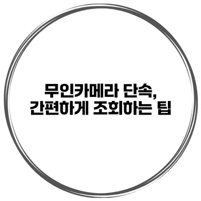무인카메라 단속, 간편하게 조회하는 팁