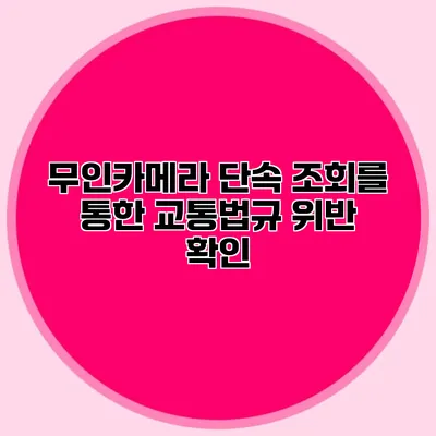 무인카메라 단속 조회를 통한 교통법규 위반 확인