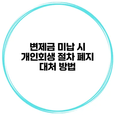 변제금 미납 시 개인회생 절차 폐지 대처 방법