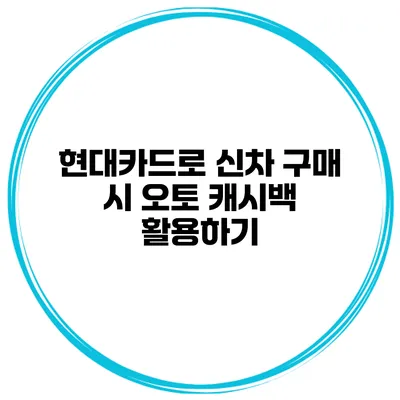현대카드로 신차 구매 시 오토 캐시백 활용하기