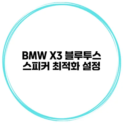 BMW X3 블루투스 스피커 최적화 설정