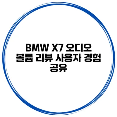 BMW X7 오디오 볼륨 리뷰 사용자 경험 공유