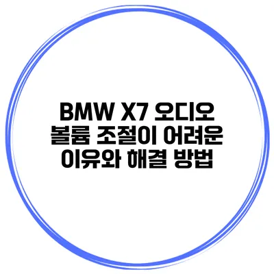 BMW X7 오디오 볼륨 조절이 어려운 이유와 해결 방법