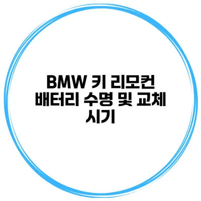 BMW 키 리모컨 배터리 수명 및 교체 시기