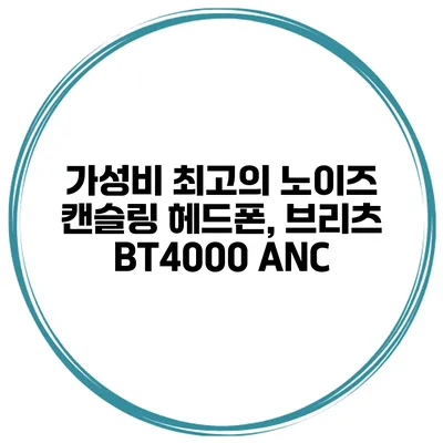 가성비 최고의 노이즈 캔슬링 헤드폰, 브리츠 BT4000 ANC