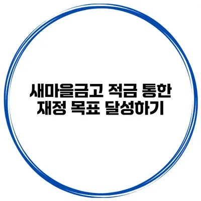 새마을금고 적금 통한 재정 목표 달성하기