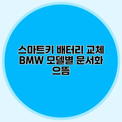 스마트키 배터리 교체 BMW 모델별 문서화 으뜸
