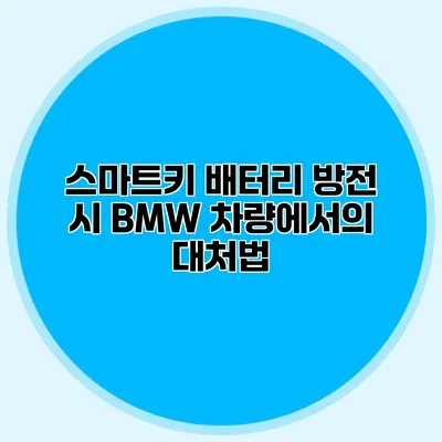 스마트키 배터리 방전 시 BMW 차량에서의 대처법