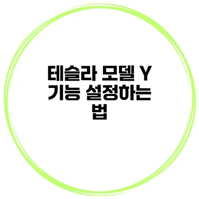 테슬라 모델 Y 기능 설정하는 법