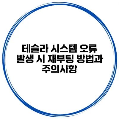 테슬라 시스템 오류 발생 시 재부팅 방법과 주의사항